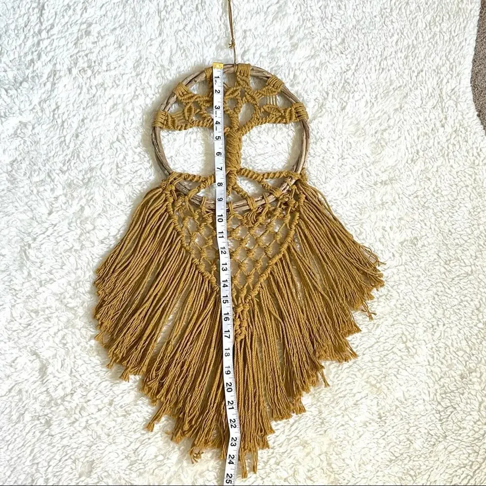 Macrame Handmade Wall Hanging Boho Tree of Life Dream Catcher Mustard